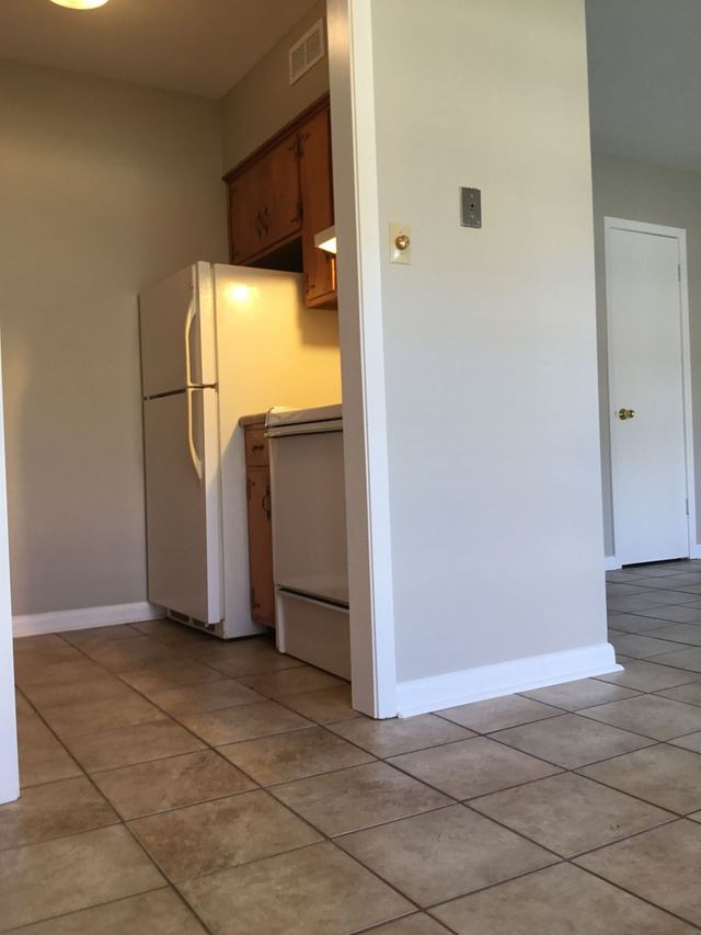 Kitchen in Unit 103 with stainless sink, stone-look counters, and wood cabinets